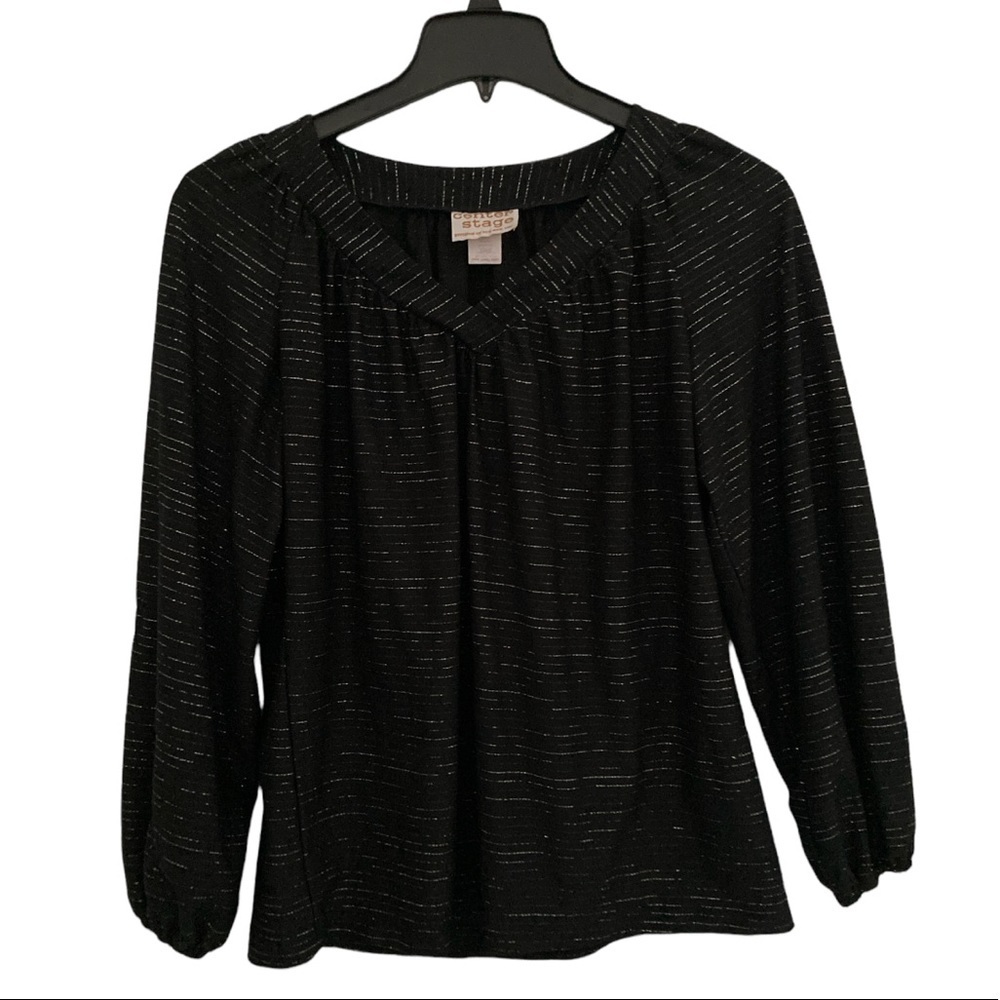 Center Stage Division of Sue Ann Inc Metallic Threaded Blouse L